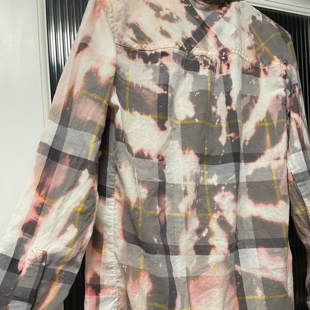 Bleached Plaid Button Down Shirt - image 6